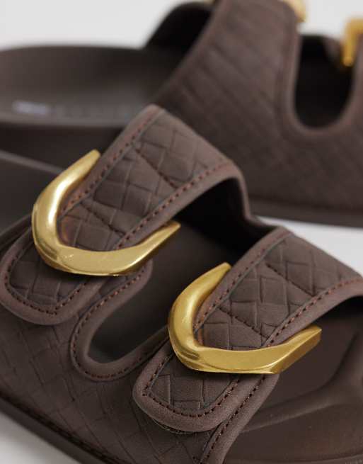 ASOS DESIGN – Falcon – Chokladbruna sandaler med formad sula och två spännen, 3 av 4
