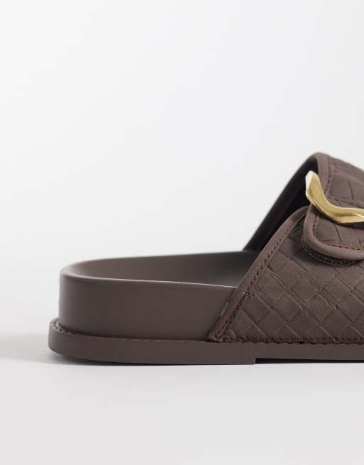 ASOS DESIGN – Falcon – Chokladbruna sandaler med formad sula och två spännen, 4 av 4