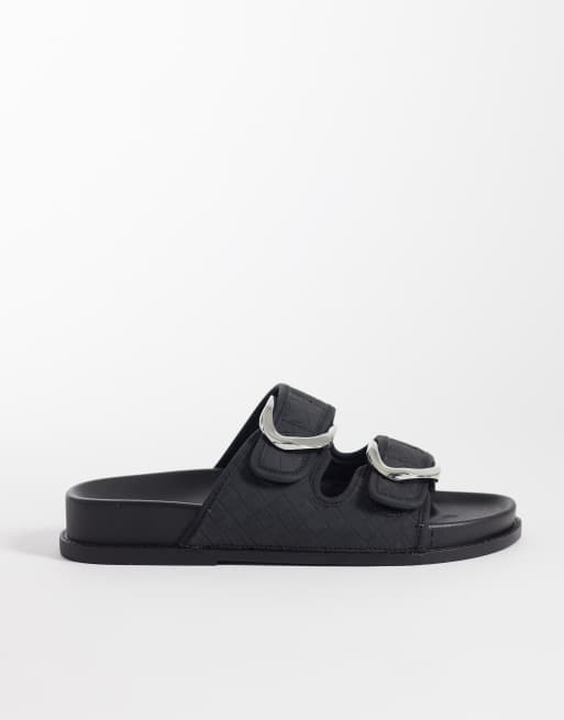 ASOS DESIGN – Falcon – Czarne sandały z wkładką i dwiema klamrami, 2 z 4