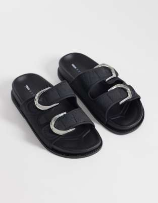 Falcon - Sandalen in Schwarz mit zwei Schnallen und Fußbett Schwarz 37