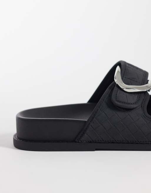 ASOS DESIGN – Falcon – Svarta sandaler med formad sula och två spännen, 4 av 4