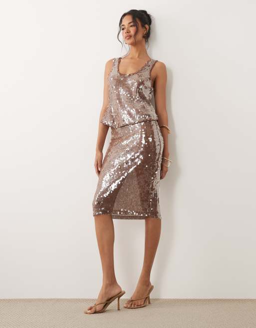 Conjunto marrón de lentejuelas transparentes de ASOS DESIGN, 2 de 3