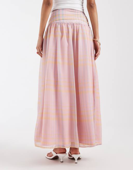 ASOS DESIGN - Falda larga a cuadros con cintura fruncida de chifón, 5 de 5
