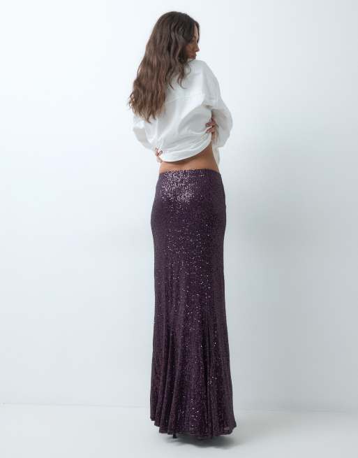 ASOS DESIGN falda larga drapeada de conjunto en morado, 4 de 5
