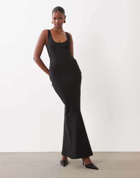 ASOS DESIGN - falda maxi bandage a rayas en negro - view 1