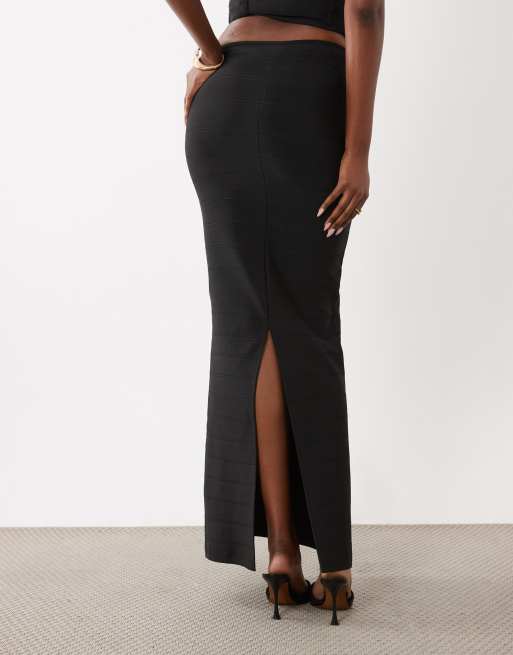 ASOS DESIGN - falda maxi bandage a rayas en negro, 5 de 5
