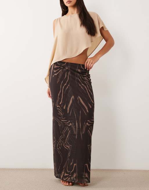 ASOS DESIGN falda maxi de malla estampada en zebra, 5 de 5