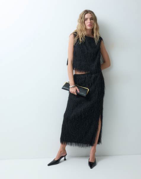ASOS DESIGN falda maxi esponjosa en negro - view 1