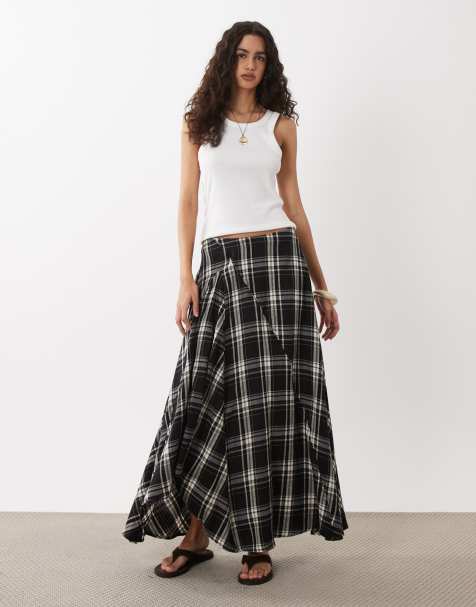 ASOS DESIGN - falda midi a cuadros multicolor - view 1