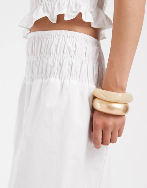 ASOS DESIGN - Falda midi blanca asimétrica con cintura fruncida (parte de un conjunto), 5 de 5