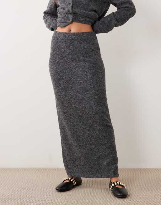 ASOS DESIGN - falda midi de conjunto con cinturón en gris carbón, 3 de 5