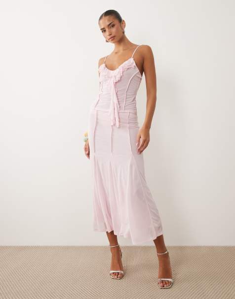 ASOS DESIGN - Falda midi rosa pálido con godets de chifón elástico (parte de un conjunto) - view 1