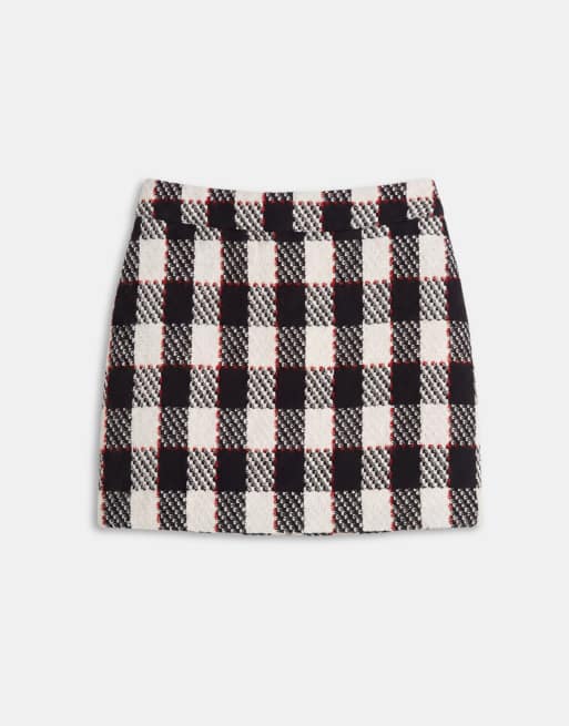 ASOS DESIGN falda mini de sastre de bouclé a cuadros rojos, 6 de 9