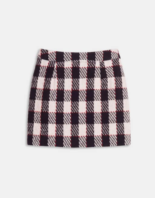 ASOS DESIGN falda mini de sastre de bouclé a cuadros rojos, 7 de 9