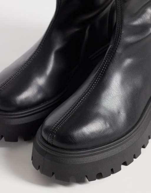 ASOS DESIGN Fall chunky sock ankle boots in black, 3 of 4