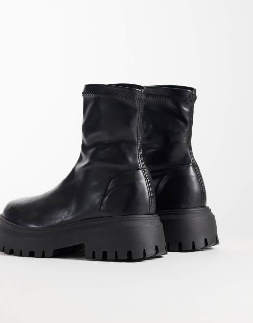 ASOS DESIGN Fall chunky sock ankle boots in black, 4 of 4
