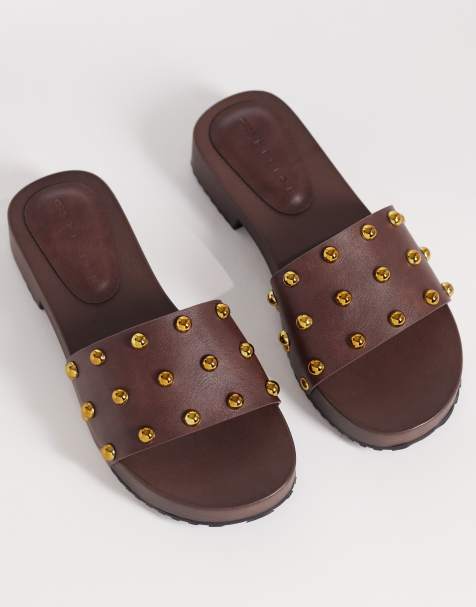 ASOS DESIGN - Fallen - Instap-klompsandalen in chocoladebruin - view 1