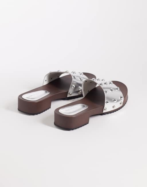 ASOS DESIGN - Fallen - Instap-klompsandalen in zilver, 3 van 4