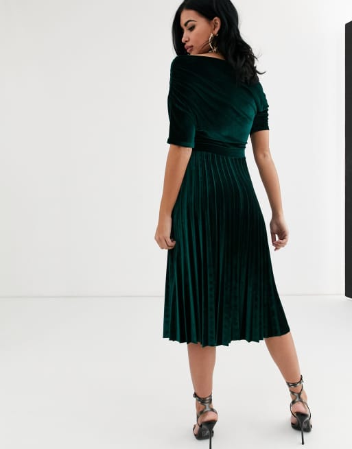 Asos pleated 2025 velvet dress