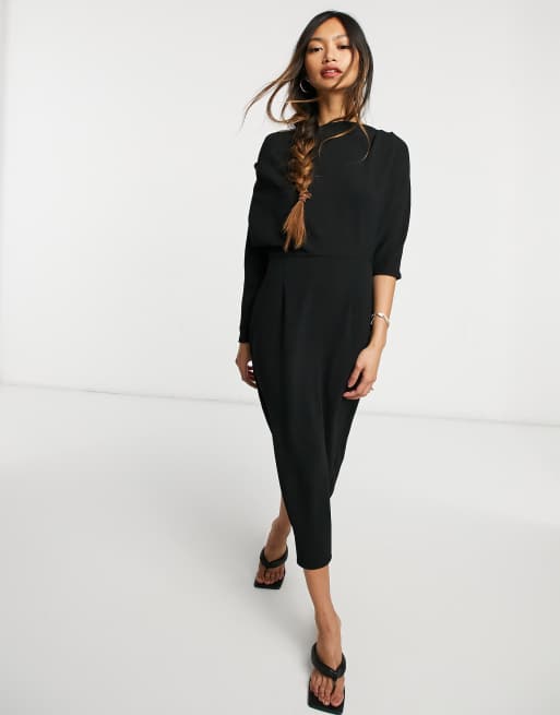 Asos fallen shoulder midi dress sale