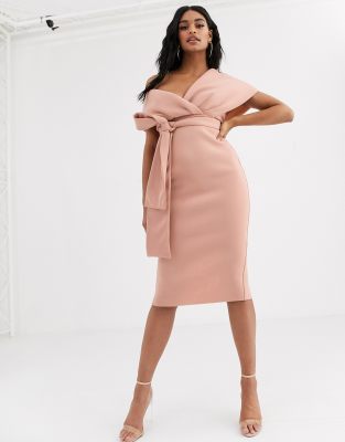 asos design fallen shoulder dress