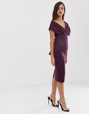 asos fallen shoulder midi dress