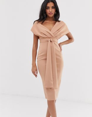 asos design fallen shoulder dress