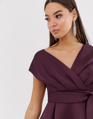 Asos design fallen shoulder prom dress with tie outlet detail