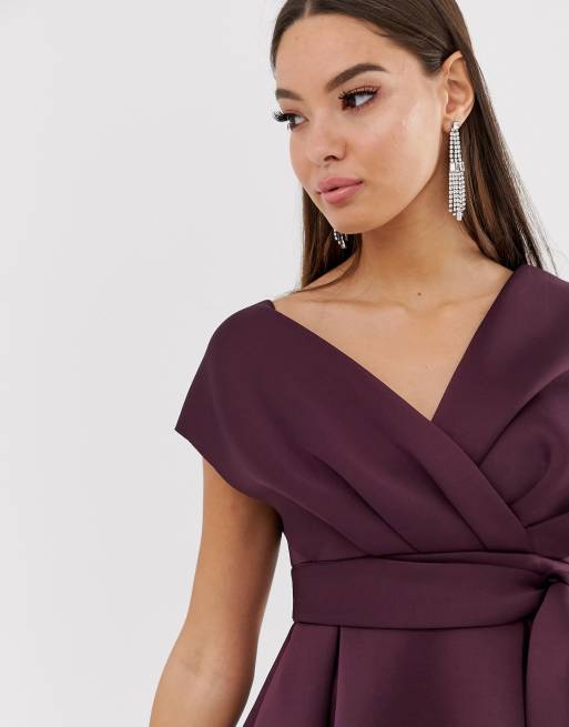 ASOS DESIGN Maternity fallen shoulder midi pencil dress with tie detail