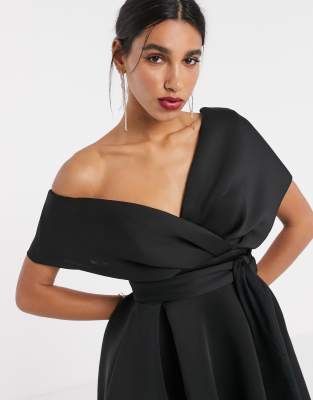 asos design fallen shoulder prom dress