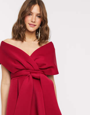 red midi prom dress