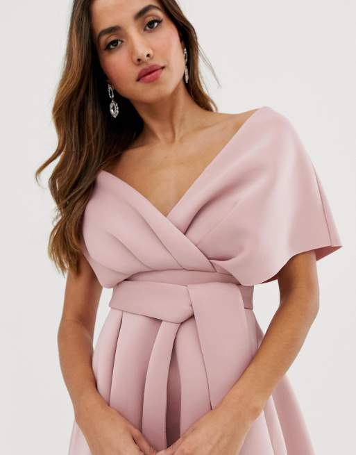 Asos design fallen shop shoulder prom dress