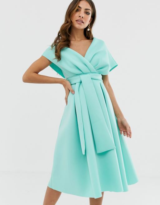 Fallen shoulder prom store dress with tie detail