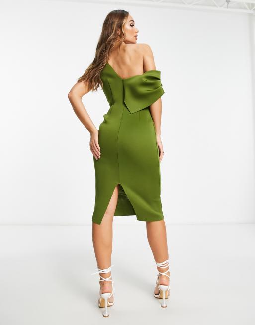 Asos scuba bardot colourblock pleated midi dress sale