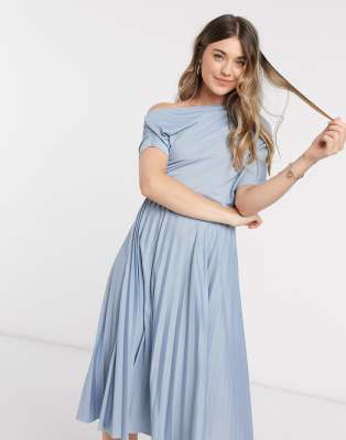 dusty blue dress midi