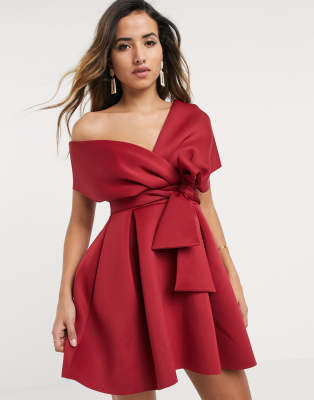 asos design fallen shoulder dress