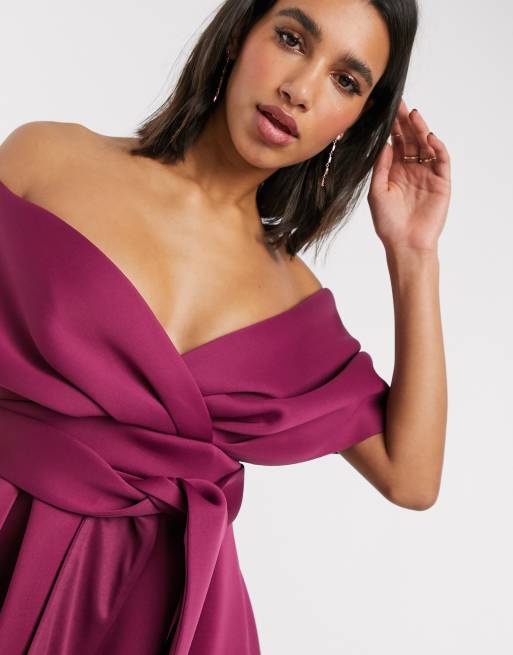 Asos design fallen shoulder prom dress with hotsell tie detail