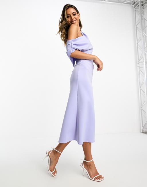 Asos design fallen outlet shoulder prom dress