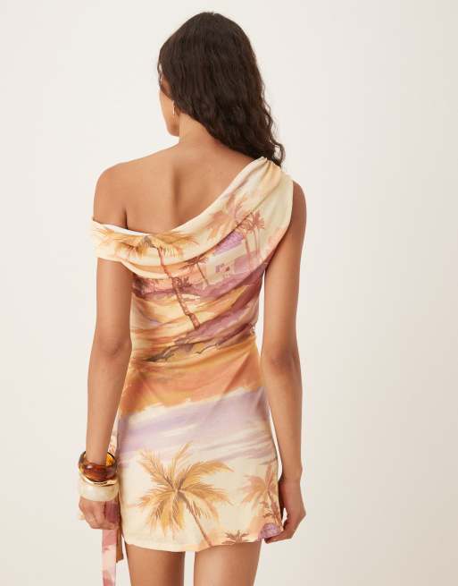 ASOS DESIGN fallen shoulder tie wrap midi dress in island bandanna print, 4 of 4