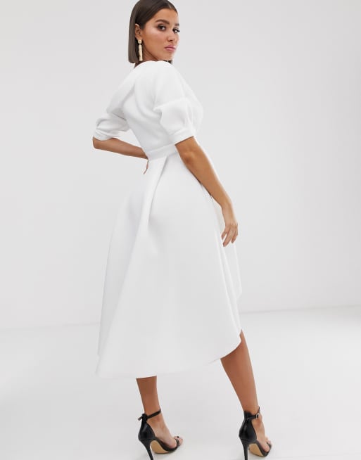 Asos design fallen shoulder 2025 tux prom midi dress