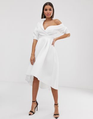 asos fallen shoulder dress