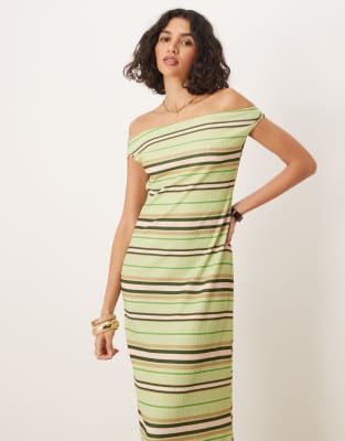 ASOS DESIGN FALLEN TWIST SHOULDER MIDI DRESS 