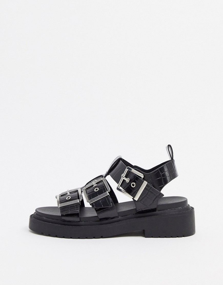 ASOS DESIGN Fallon chunky buckle sandal in black