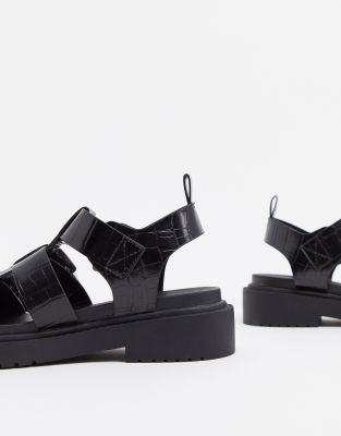 chunky black buckle sandals