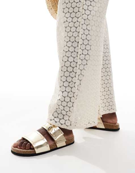 ASOS DESIGN - Fallon - Sandales cloutées avec semelle moulée - Doré - view 1