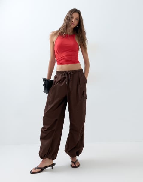 ASOS DESIGN – Fallschirm-Cargohose in Schokobraun - view 1
