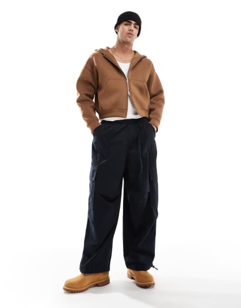 ASOS DESIGN – Fallschirm-Cargohose in Schwarz - view 1