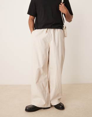 ASOS DESIGN – Fallschirm-Hose aus Leinenmix in Steinbeige - view 1