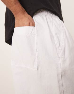 ASOS DESIGN linen blend parachute pants in white