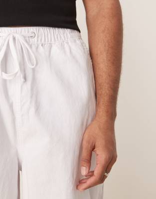 ASOS DESIGN linen blend parachute pants in white